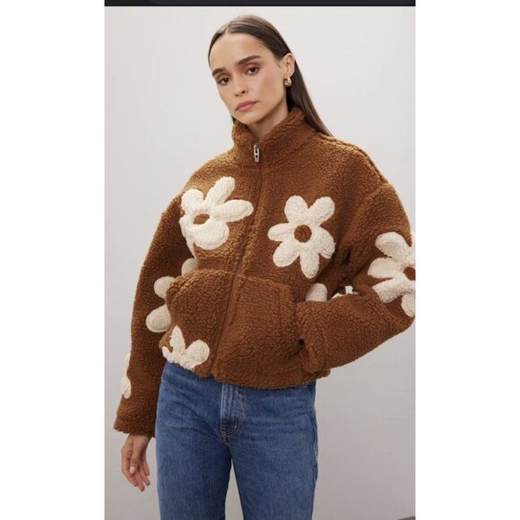 Blank NYC Jackets & Blazers - BLANKNYC Brown Floral Faux Shearling Flower Child Jacket Size XS